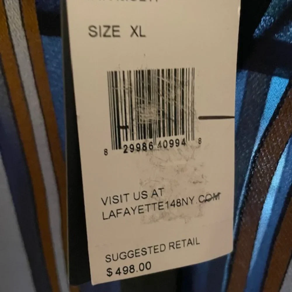 LAFAYETTE 148 LONG SLEEVE STRIPED BLOUSE -- NAVY BLUE - Picture 3 of 4